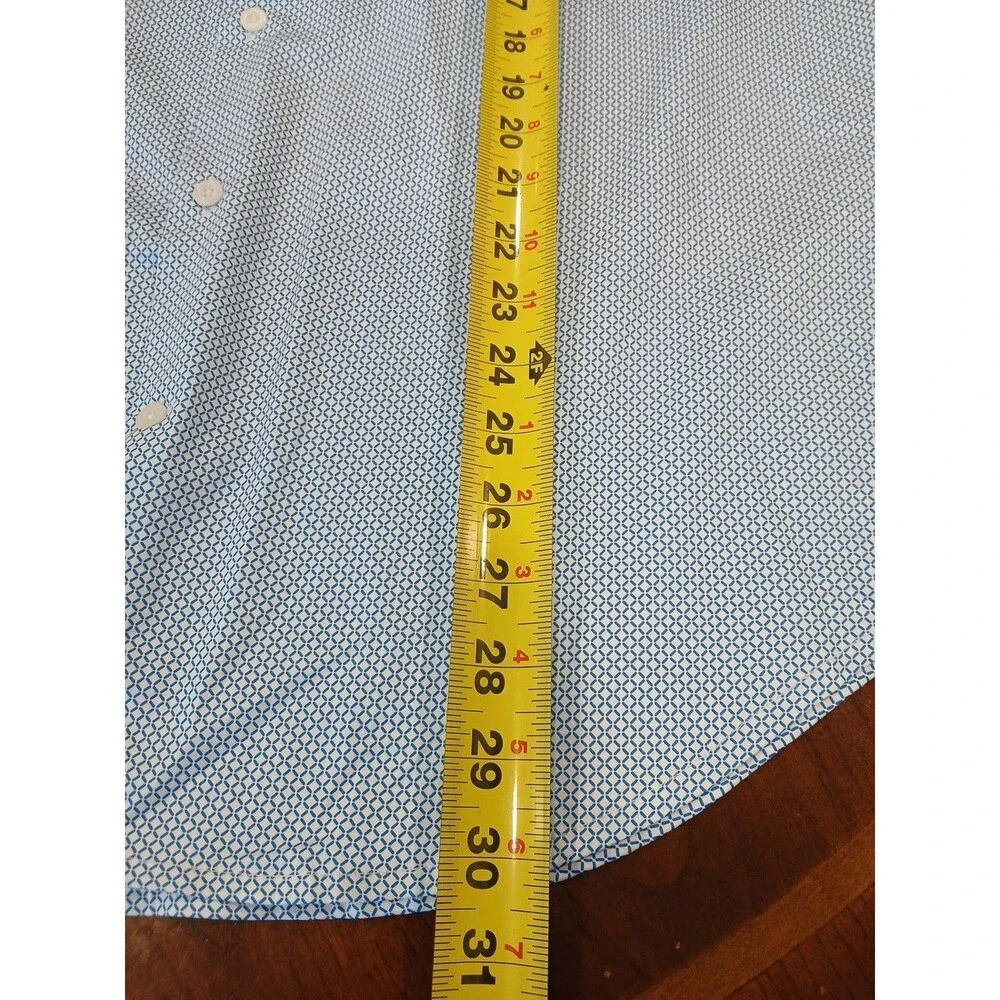 Dstrict&Row Slim Fit Button‎ Front Shirt Men's Size XXL in Blue/White Geo NWT!